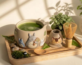 Handmade Forest Creature Matcha Bowl Set | Whimsical Woodland Tea Ceremony Kit