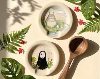 Repose-cuillère fait main en céramique | Décoration de cuisine de style Studio Ghibli |