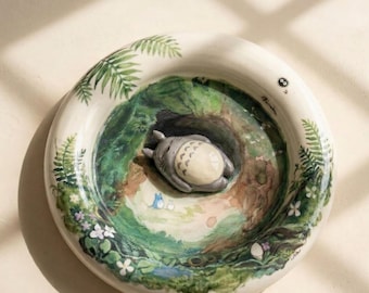 Handbemalte Keramik Totoro Schmuckschale | Studio Ghibli inspiriert Ringhalter