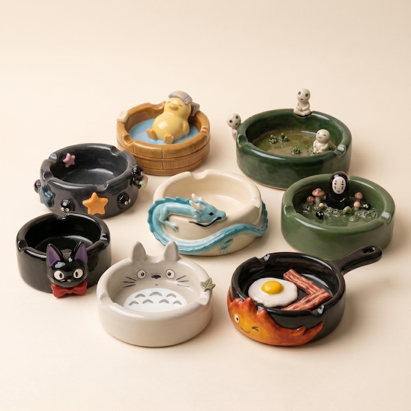 Handgemachter Keramik Aschenbecher | Anime inspiriert Schmuckteller, Kawaii Raum Dekor