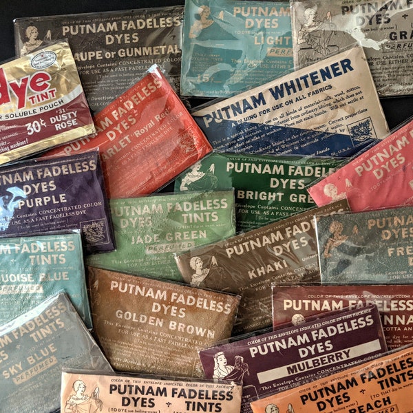 1930s 1940s Putnam Textile Fabric Dyes Tints NOS Package