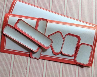 8 Original Vintage Dennison Blank Red Trim Labels