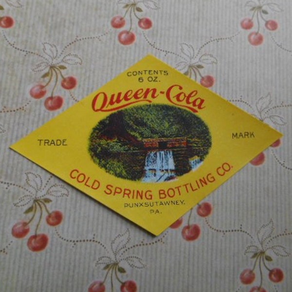 1910s Label Queen Cola Cold Spring Bottlig Company Punxsutawney PA