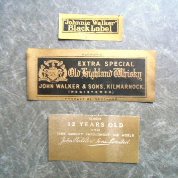 Rare 1908 Johnnie Walker Blended Old Highland Extra Special Black Whisky Labels