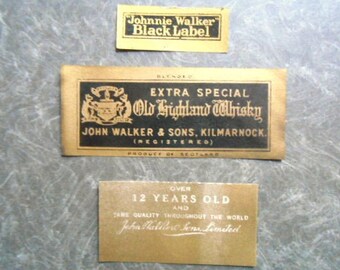 Rare 1908 Johnnie Walker Blended Old Highland Extra Special Black Whisky Labels