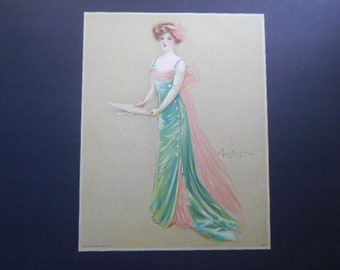 1909 Edwardian Song Bird Choir Girl Litho Print