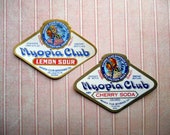 Two 1920s Myopia Club Soda Labels Lemon Sour Cherry