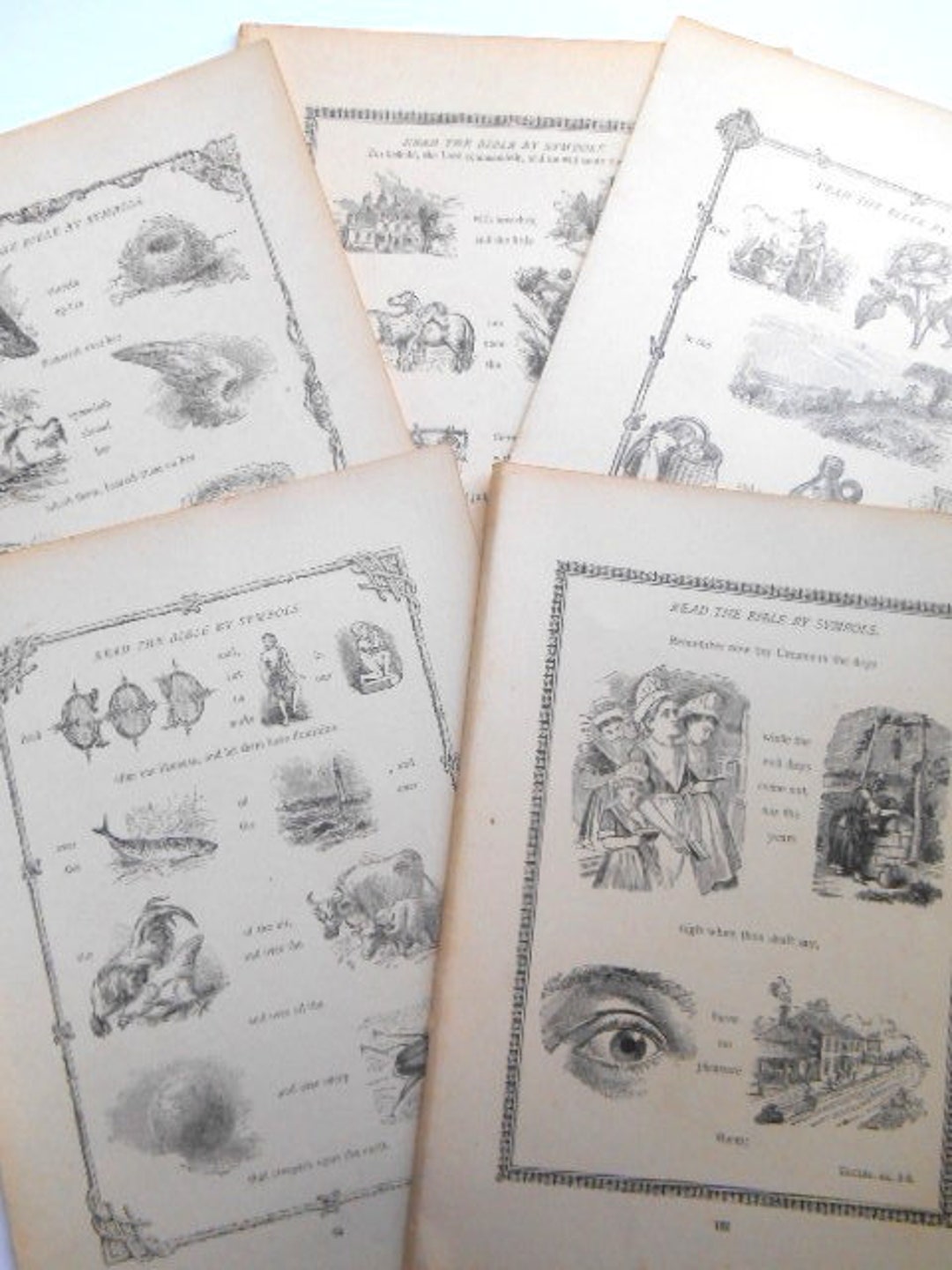 10 Pages 1899 Bible Symbols Sunday School Victorian Picture Book - Etsy