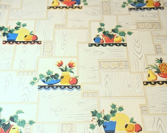 1+ Yard 1950s Era Vintage Dishes Shelf Plant Kitchen Wallpaper NOS 19 inches Wide