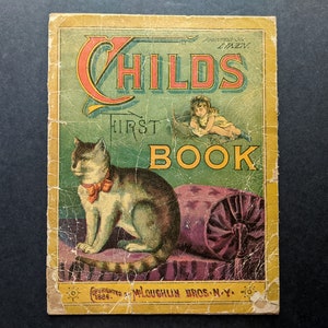 1886 Childs First Book Victorian Linen Alphabet McLoughlin Brothers
