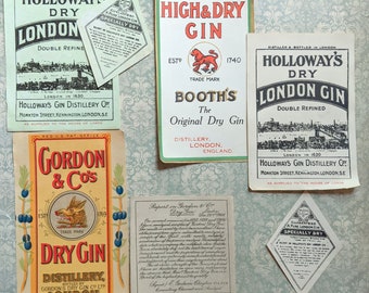 1900s to 1930s Original Unused Gin Labels Gordon & Company Holloways Suffrage Movement