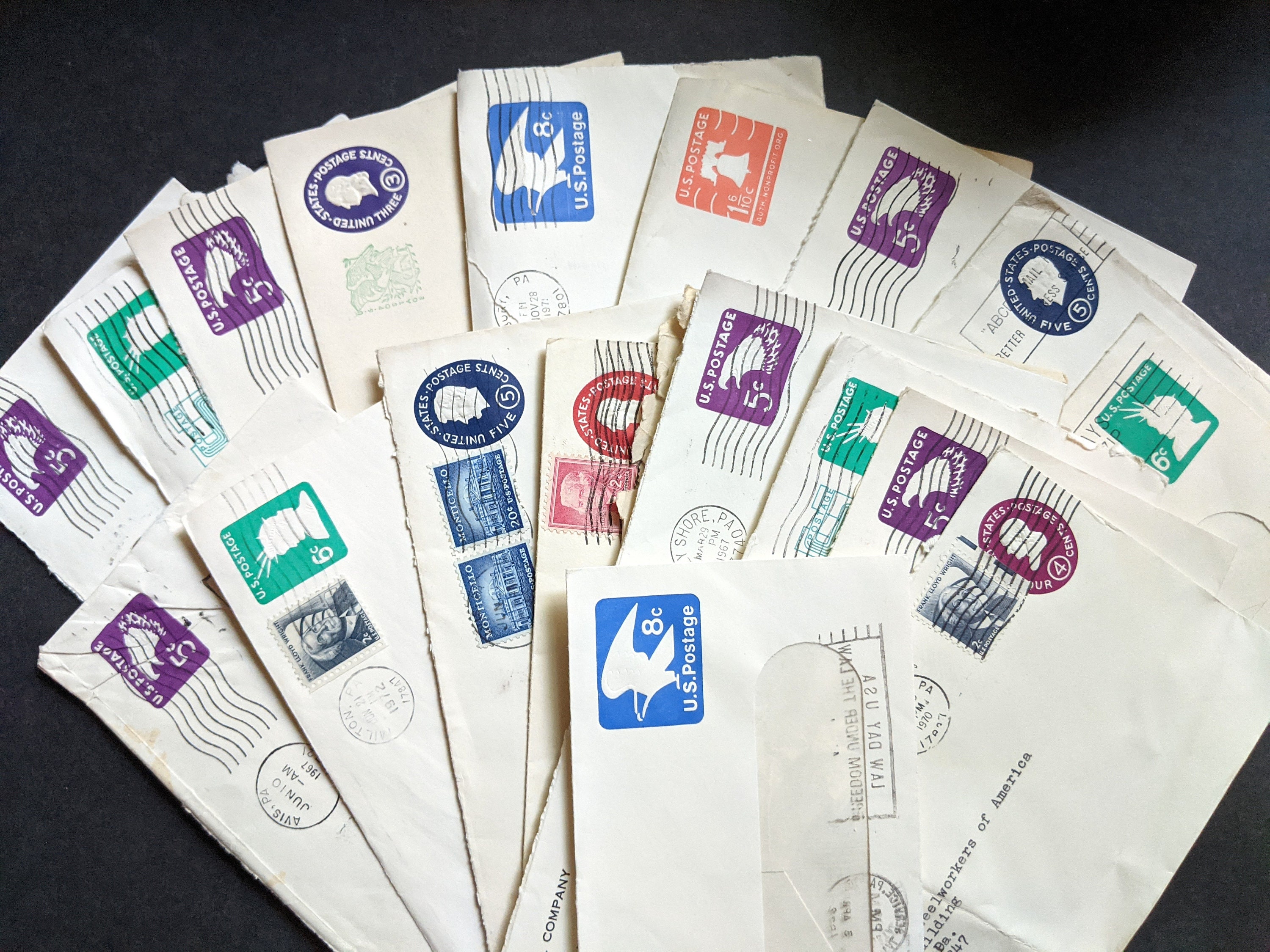 9 Mid Century Stamped Envelopes Etsy