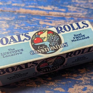 1910s 1920s Rare Empty Box Boal&#39;s Rolls for Constipation Laxative Medicated Fruit Box