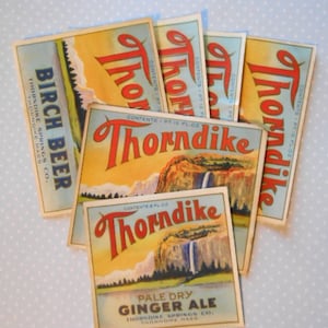 Rare 6 Different 1920s Thorndike Soda Labels