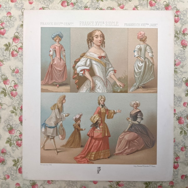 1888 Litho Women's French Fashion Costume 1670 Didot Auguste Racinet