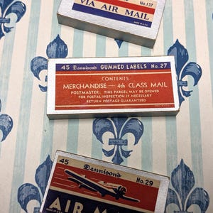 Your Choice Box Mid Century Dennison&#39;s Gummed Air Mail Labels