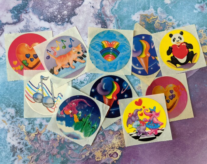 One Early 80s Original NOS Lisa Frank Sticker Rainbow Bear Cat Dragon