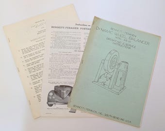 Five 1940s Bennett Feragen Related Instruction Booklets and Pamphlets Dynamic Wheel Balancer Dynamometers