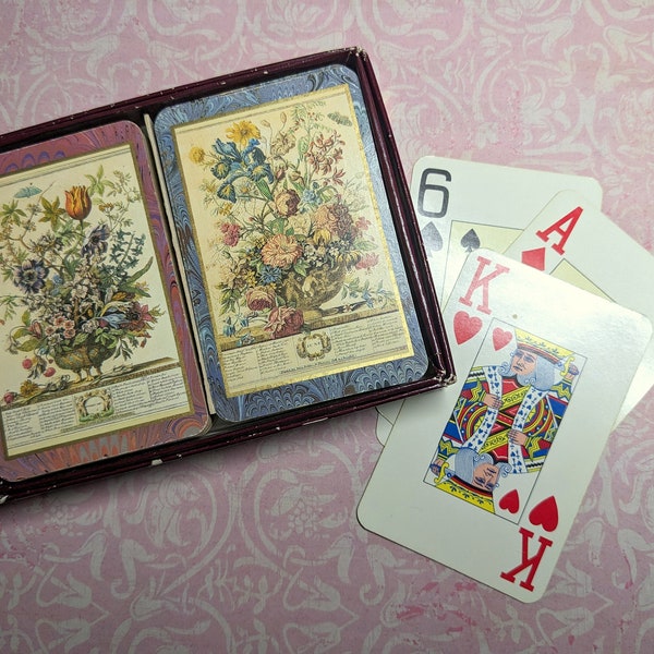 2 Decks John Bowles February and June Flower Prints Play Cards Caspari Winterthur Museum