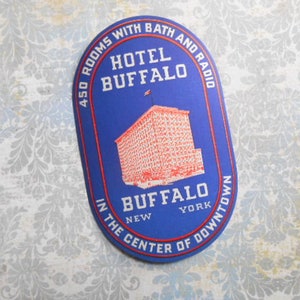 1930s Statler Buffalo Hotel New York Luggage Label