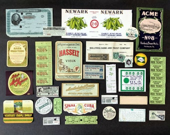 30+ Pieces Green Ephemera Paper Scrap Pack