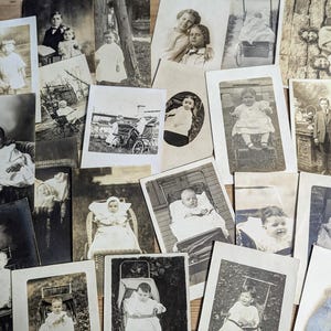 5 Random Vintage Edwardian Children Black White Sepia Real Photo Post Card Lot for Crafting and Scrap Booking