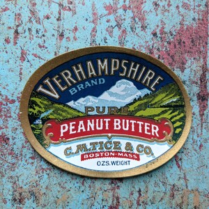 Small 1920s Verhampshire Brand Peanut Butter Label