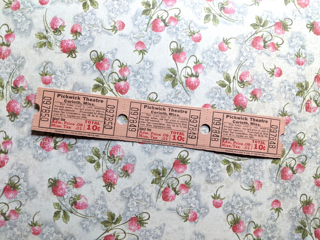 Three Early Pickwick Theatre Corinth Mississippi Movie Tickets Ephemera