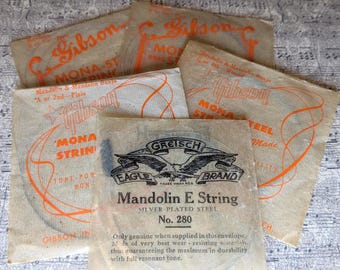 Your Choice Vintage Mid Century Mandolin and Mandolin Banjo Strings Gretsch Eagle and Gibson Brands
