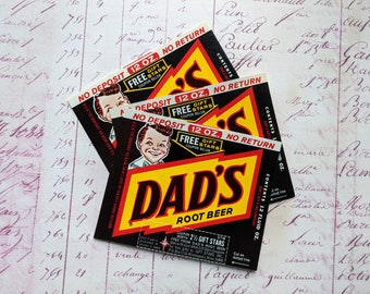 3 Origional 1960s Dad's Root Beer Labels