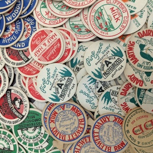 10 Vintage Milk Caps Pog Paper Cream