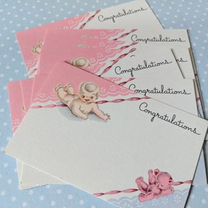 3 Retro Vintage Baby Girl Congratulations Cards