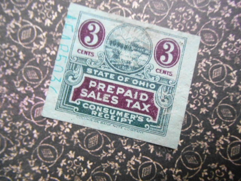 Three 1930s 1940s Cent Ohio Sales Tax Stamp Receipts Tickets Etsy