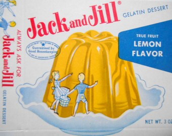 1950s Lemon Jack and Jill Gelatin Jello Dessert Box NOS