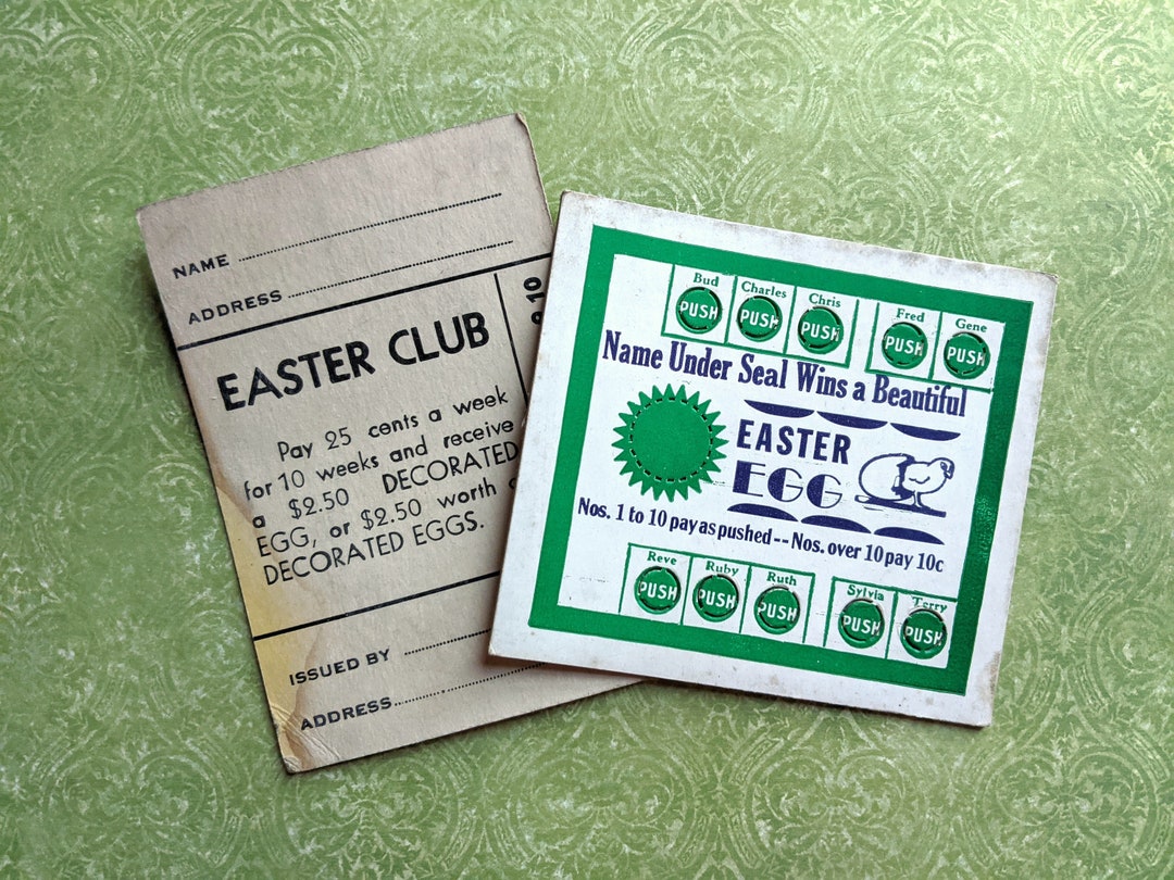 1930s 1940s Easter Egg Punch Game and Easter Club Egg Card Etsy