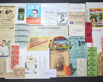 25+ Original Vintage Ephemera Paper Scrap Pack Edwardian Antique Gentleman Men's Interests