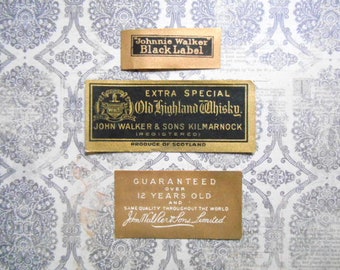 Rare 1908 Johnnie Walker Old Highland Extra Special Black Whisky Labels Variation