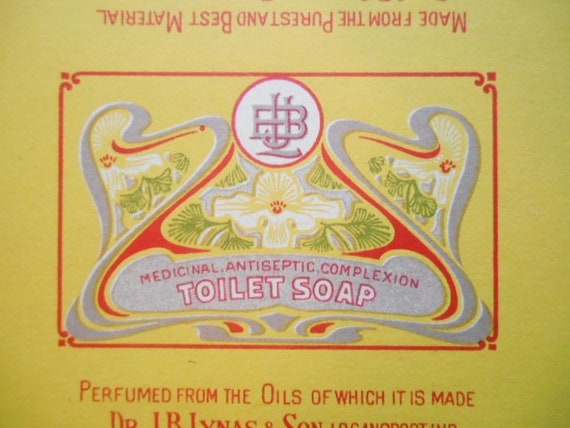 B J Lynas /& Son NOS 1910 Art Nouveau Edwardian Shaving Antiseptic Soap Label Dr