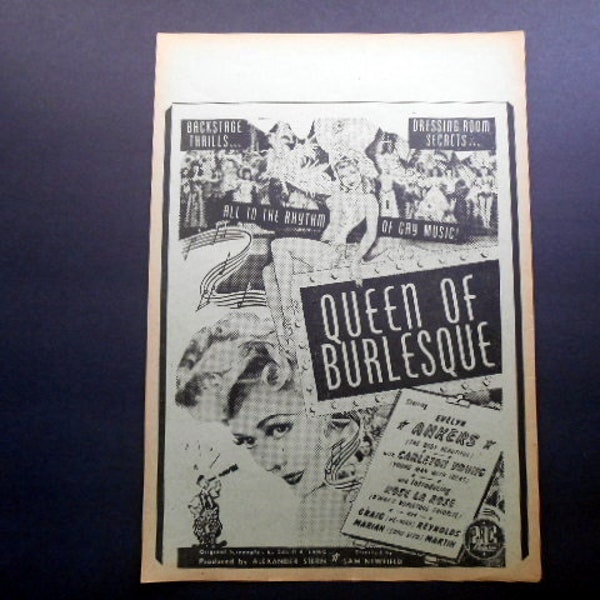 Queen of Burlesque Evelyn Ankers Broadside Poster 1940s NOS