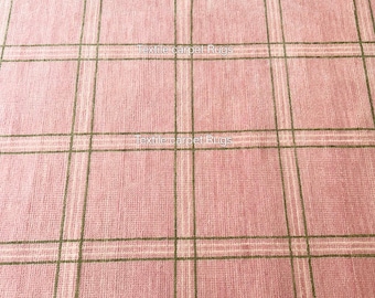Hand Knitted Pink Plaid Rug, Soft Checkered Cottagecore Carpet, Custom Size Home Decor