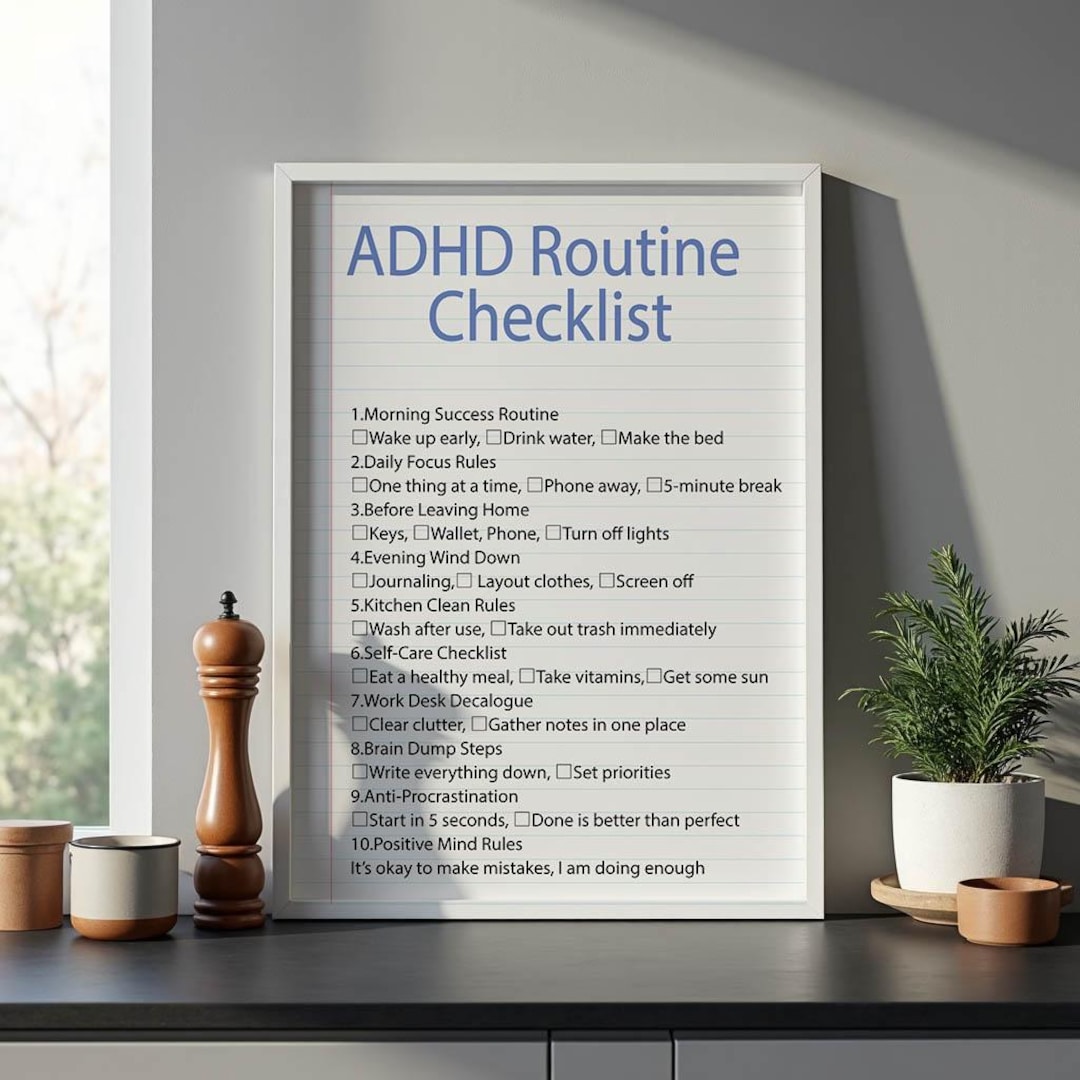 Adhd Routine Checklist ADHD Routine Checklist Bundle, Mental Health Tracker (digital Download ...