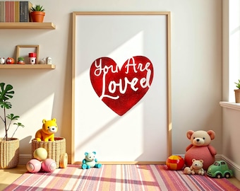 You Are Loved Print, Minimalist Affirmation Wall Art (Digital Download)