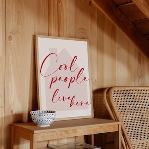 People Live Here Print, Modern Script Wall Art, Minimalist Home Decor