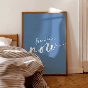 Be Here Now-poster, minimalistische typografie (digitale download)