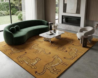 Hand Tufted Wool Leopard Rug, Modern Safari Decor