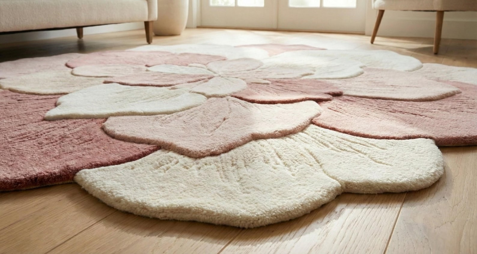 Hand-tufted Wool Flower Rug – 3D Pink Floral Area Carpet - Etsy