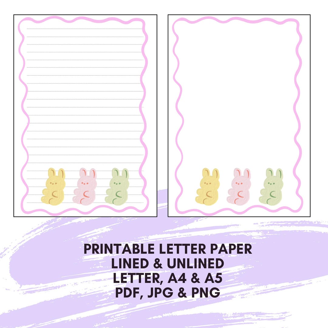 Printable Rabbit Stationery Template, Minimalist, Instant Download, A4 ...