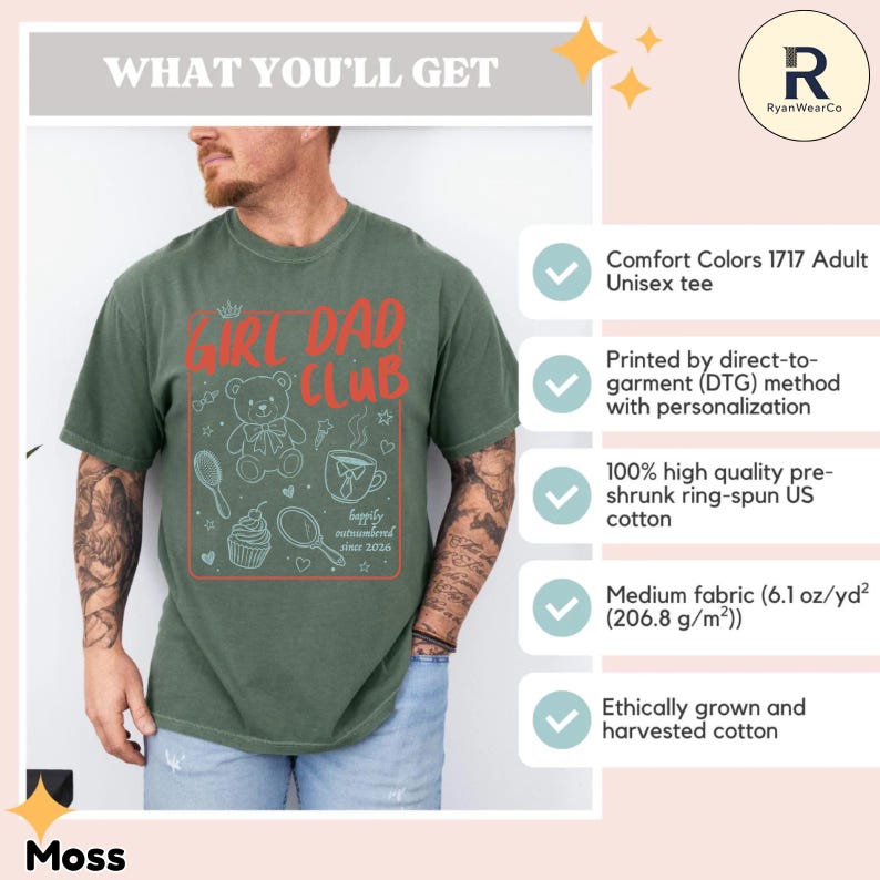 Girl Dad Club Shirt, Girl Dad Shirt, Father's day Gift, Girl Pregnancy Announcement, Dad to be, Cool Dad, Funny Husband Shirt Comfort Colors Bild 3