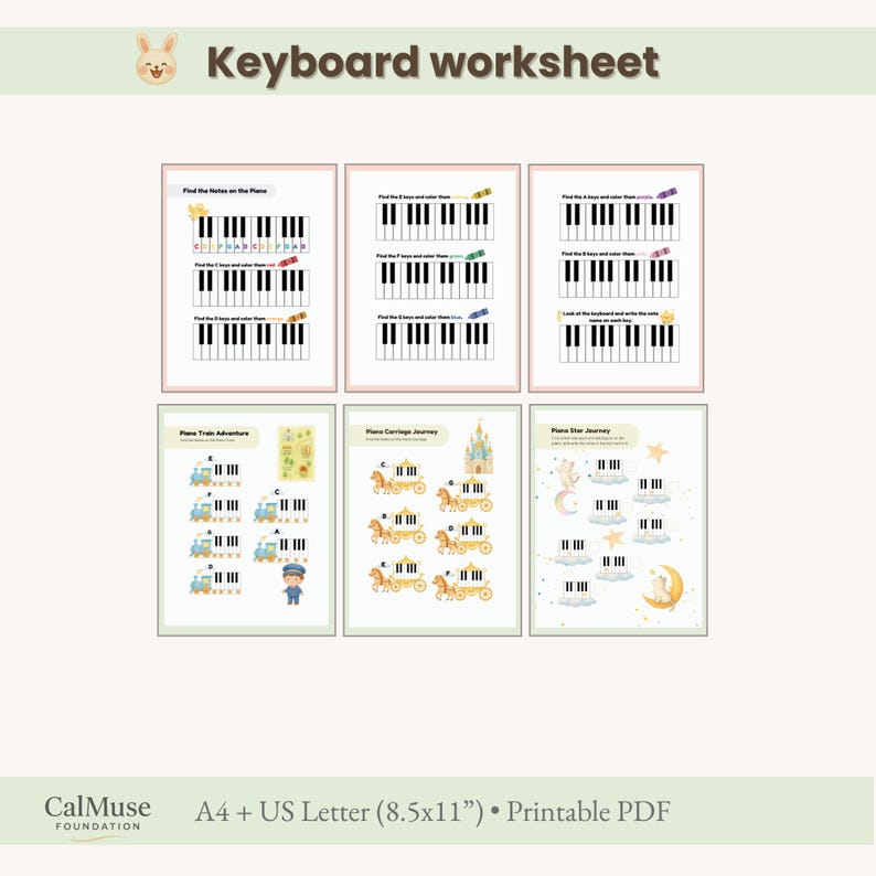 Printable Music Worksheets for Kids | Piano Keys, Dynamics, Sharps - Etsy