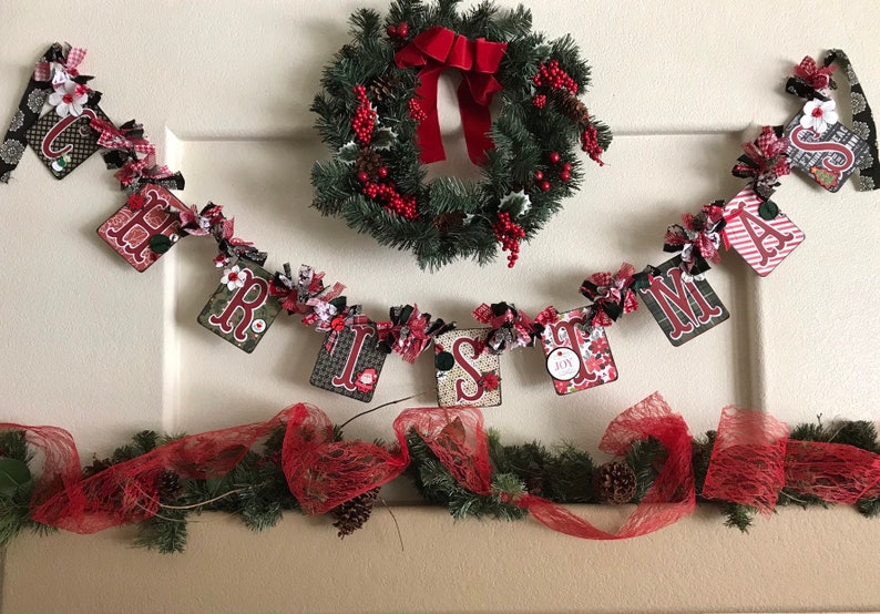 Christmas photo prop Christmas decor Red and Black Christmas Christmas party decoration Christmas Banner Merry Christmas Banner